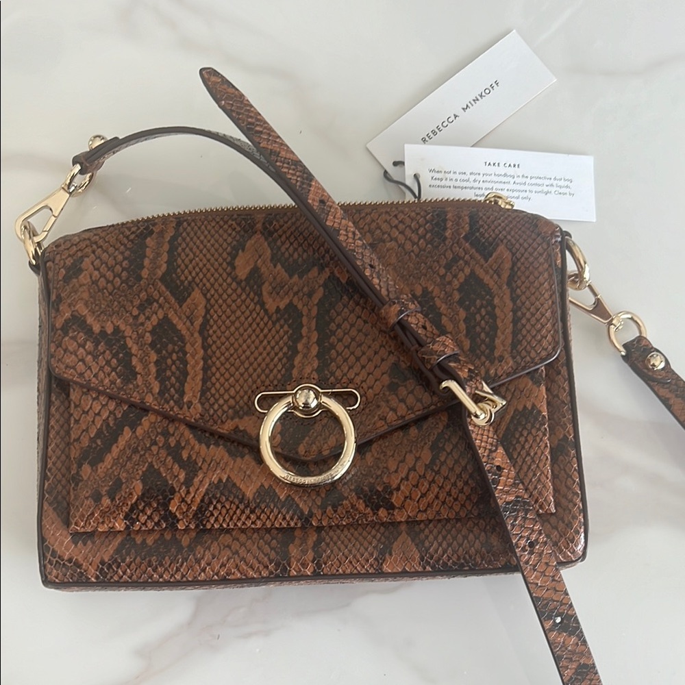 Rebecca Minkoff Jean Mac Equestrian Snakeskin Crossbody NWT $248